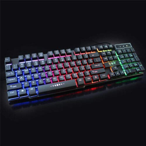 Top Retroilluminato Tastiera Meccanica Wired USB Illuminato Ergonomico PC Gaming + Mouse Solo Tastiera Tastiera