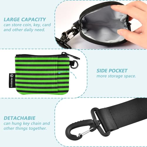 Green Black Strips Women's Coin Wallet Card Holder Large Capacity Wristlet Wallet Key Holder with Zipper Coin Pocket for Work Travel 2 Pcs para Meter tarjetas de credito3