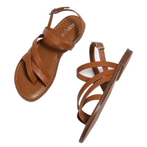 Flat Strappy Gladiator Sandals for Women Roma Summer Beach Shoes
