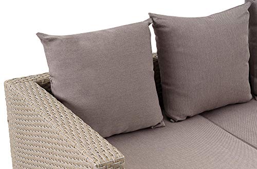 di volio Polyrattan Sitzgruppe Bologna - Lounge Gartenmöbel-Set für Garten und Terrasse mit Ecksofa, Tisch & 2 Hockern - Lounge-Set in Rattan-Optik inkl. eine Fleecedecke – Bild 5
