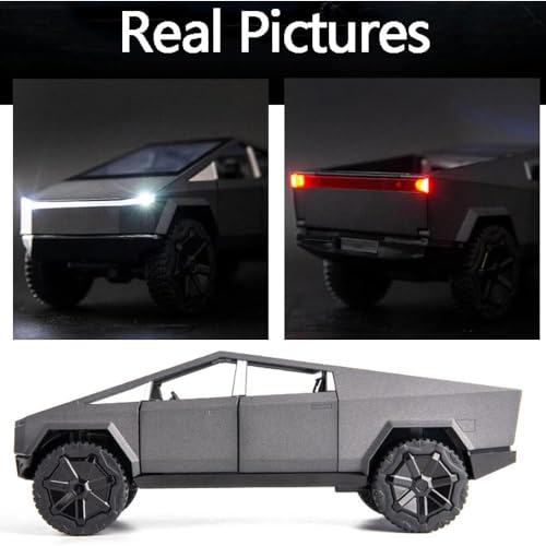 Image of 124 Cyber Truck Model Die Cast Metal Toy Cars for Kids Pullback Openable Door Car Toys Sound Light