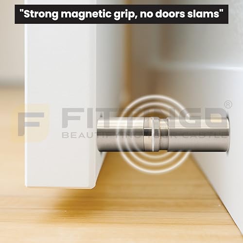 Image of 3 Inch Door Stopper Pipe Magnetic /Stopper for Main Door /Stainless Steel Heavy Duty Magnet Door Stops /Door Back Stopper for Home /Office /Hotels - (Pack of 2) - SS Finish-| 3 Years Warranty |