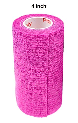 Image of Vet Wrap Tape (Fuchsia) (2 Pack) (4 Inch x 15 feet) Self Adhesive Adherent Adhering Cohesive Flex Self Stick Bandage Grip Roll Dog Cat Pet Horse