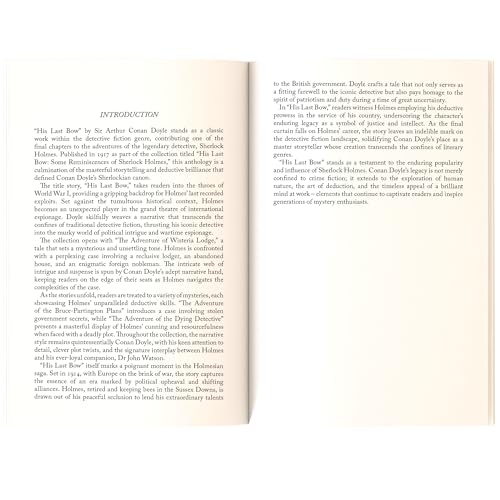 Image of His Last Bow - Sherlock Holmes | Unabridged (160 Pages) | Detective Fiction Novel for Readers of All Ages by Sir Arthur Conan Doyle (Classic Novels)