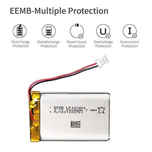 Ficha técnica EEMB Lithium Polymer Batería 3.7V 2000mAh 103454 Paquete de batería Recargable Lipo con Conector JST para VXI Blue Parrott confirme la polaridad del Dispositivo y del Conector Antes de Comprar(50) - Fernando Cortés Ficha técnica EEMB Lithium Polymer Batería 3.7V 2000mAh 103454 Paquete de batería Recargable Lipo con Conector JST para VXI Blue Parrott confirme la polaridad del Dispositivo y del Conector Antes de Comprar(50) - Fernando Cortés