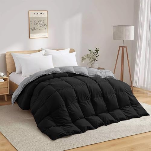 Image of PURE ECO 600 GSM Heavy Winter Blanket for Single Size (60 inchX90 inch) - 600 GSM Heavy Winter Comforter /Rajai /Duvet /Blanket Microfiber Super Soft Fluffy for Winter Single Size - Black /Silver Grey Color