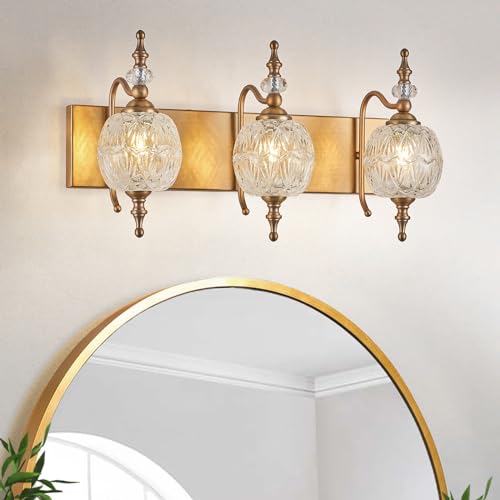 TLOLGT Vintage Bathroom Vanity Light Fixtures, 3 Lights Bathroom Wall