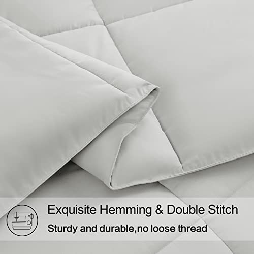 EASELAND King Size Down Alternative Comforter - Quilted Duvet Insert for All Seasons, Soft Lightweight with Corner Tabs, Summer Winter Warm Bedding, Light Grey 90x102 Inches
