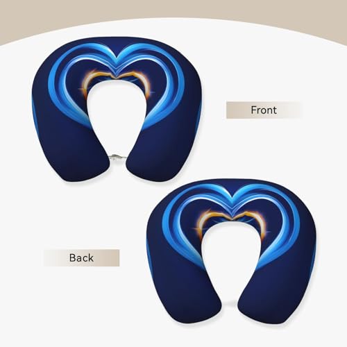 Almohada de viaje con diseño de corazón azul miniatura 3