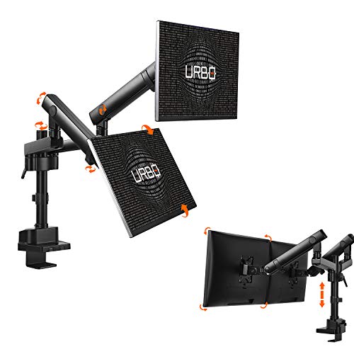 Urbo Bras de Moniteur Amhem ergonomiques indépendants et Flexibles avec mouvements Amples pour Deux moniteurs jusqu'à 32 Pouces (81 cm) au Bureau pour soulager Les maux de Dos et de Cou.