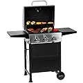 MASTER COOK 3 Burner BBQ Propane Gas Grill, Stainless Steel 30,000 BTU Patio Garden Barbecue Grill with Two Foldable Shelves