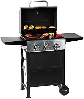 MASTER COOK 3 Burner BBQ Propane Gas Grill, Stainless Steel 30,000 BTU Patio