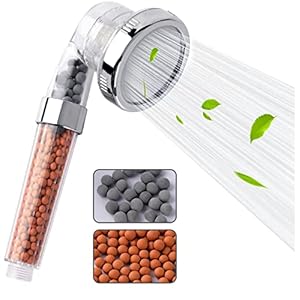 VEHHE Shower Head Powerful Flow with Beads Filter Pressure Boosting Shower Head Spray with 3 Modes Water Saving Bathing…