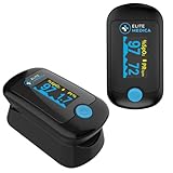 Elite Medica Premium Fingertip Pulse Oximeter, Health Canada Authorized Medical Device, Digital SpO2 Blood Oxygen Saturation Monitor & Heart Rate Tracker, Portable Medical Device for Home & Fitness Use, Accurate Oxygen Level Reader with LCD Display, Waveform & Pulse Graph, Batteries Included (Black)