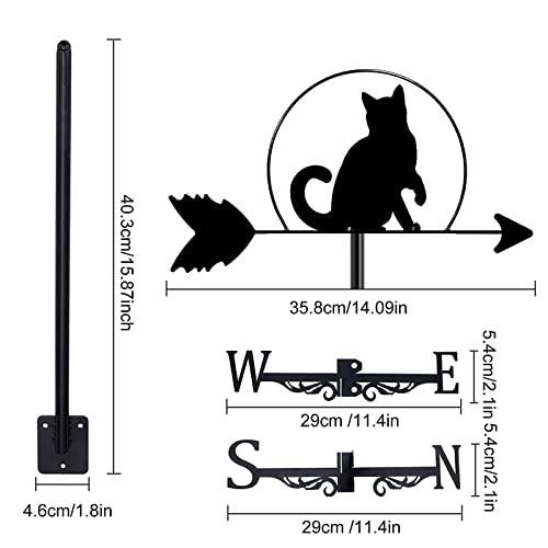 Girouette animaux chat résistant au vent pour décoration de toit - 6