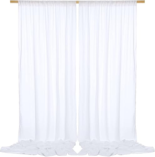 SHERWAY Cortinas de fondo de satén grueso blanco de 9.6 x 10 pies, cortinas de ventana no transparentes para decoración de escenarios de boda,