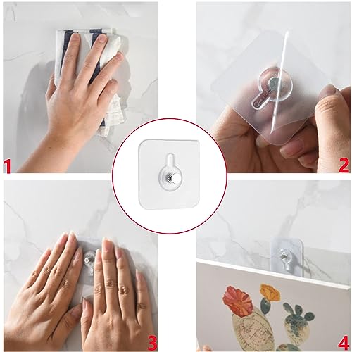 Image of 12pcs Punch-Free Transparent Hooks, Traceless Adhesive Picture Frame Hangers for Picture Frames, Wreaths, and Wall Decor