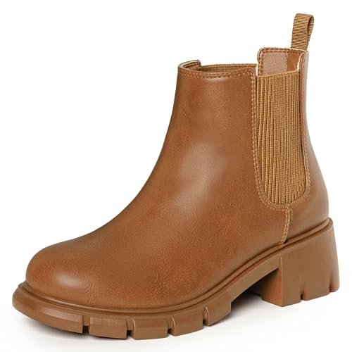 Image of Dufannie Girls Ankle Boots Kids Chelsea Booties Slip on Lug Sole Low Heel Fall Boot for Little Big Kid