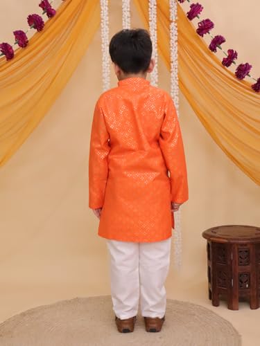 Image of AJ DEZINES Boys Cotton Full Sleeve Printed Kurta Pajama Set for Kids - Ethnic wear | Special Occasion & Traditional Outfit |Boys Kurta Pyjama Set - Regular Fit