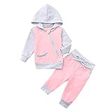 Baby Jungen Mädchen Kleidung Set Trainingsanzüge Sweatshirt Mit Kapuze Tops + Hosen Outfits Set Säugling Kleinkind Kleidung Set Sportanzug, Rosa, 3-6 Monate