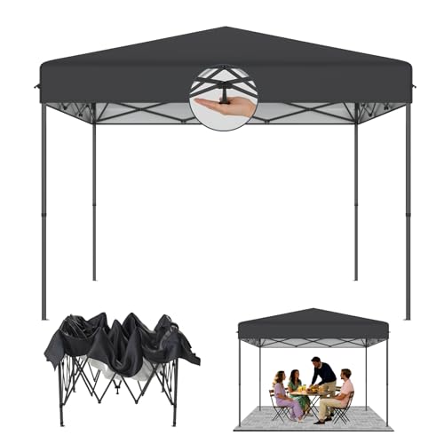 ACXIN Carpa plegable de 3 x 3 m, con 3 niveles de altura ajustable, robusta carpa para fiestas con techo Oxford plateado, incluye cuerdas, piquetas de transporte (antracita, sin paredes laterales)