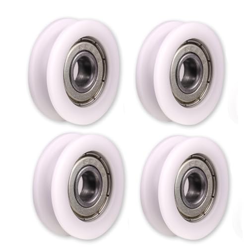 ATOPLEE- Lot de 4 roulettes en nylon avec rainures - Pour portail coulissant, barres d'angle, tiroirs-5x24x7mm