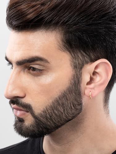 Image of ORIONZ Hoop Earrings for Men & Boys (1 Piece) - 925 Sterling Silver - Gift for Birthday Anniversary - 18k Gold Plated Jewellery - Men Fashion