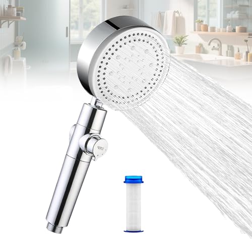 HAPPOW - Cabezal de ducha con filtro de 3 modos de chorro de agua, con botón de apagado con interfaz internacional G1/2, para baño y spa