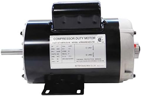 NEW 3.7HP COMPRESSOR DUTY ELECTRIC MOTOR, 56 FRAME, 3450 RPM, 5/8" SHAFT DIAMETER, NEMA RATED MOTOR, REPLACES 5HP SPL MOTORS RATED 15-17AMPS