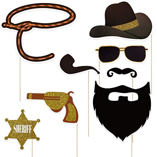 Amosfun West Cowboy Photo Booth Props Wild Western Cowboy Party Themed Decoration 18Pcs #TOP1
