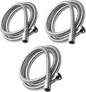 Gold Bell Heavy Weight Stainless Steel Flexible Shower Hand Health faucets Tube/Pipe (Chrome Polish) Pack 3