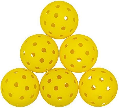 Lot de 6 balles de Pickleball d'extérieur 40 Trous, Grande durabilité, Rebond USAPA