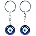 Yosoo Health Gear Key Chain, 2Pcs Blue Evil Eye Keychain Durable Alloy Coloured Glaze Amulet Fashionable Key Ring Charm Holder Cute Glass Keychains for Good Luck Protection