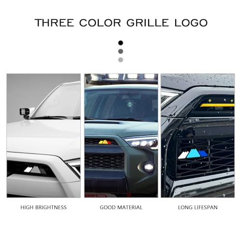 Image of Tri-Color Grille Emblem, Car Bumper Triangle Snow Mountain Badge Decal, Front Grille Decoration Accessories for Ford Tacoma 4Runner Tundra Sequoia Rav4 Highlande(Blue)