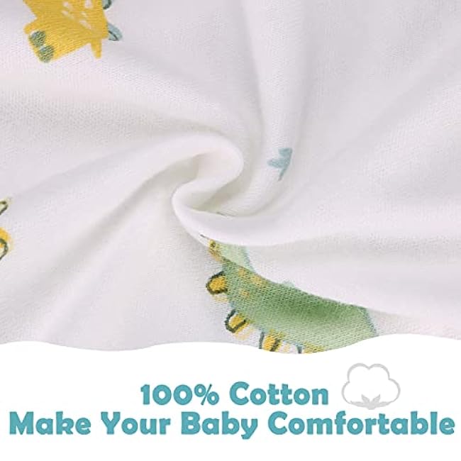 2 Pack Transition Swaddle with 2 Way Zipper, 2 in 1 Arms in/Out Transitional Arms Up Swaddle, 100% Cotton Newborn Swaddles Zipper Swaddles Baby Swaddling Sack Sleeping Sack 3-6 Months, Dinosaur & Bear