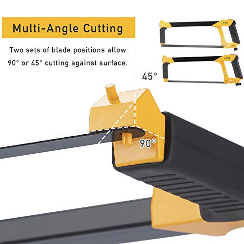 LAND 12 Inch Hacksaw - Heavy Duty Coping Saw with 4 Extra High-Carbon Steel Blade, for PVC, Pipe, Carpentry - Thumbnail 3