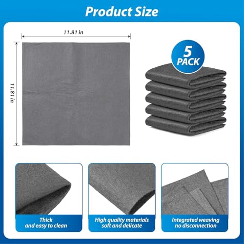 Image of 10 Pcs Thickened Magic Cleaning Cloth Microfiber, Lint & Streak Free Reusable Cleaning Wipes for Glass, Window, Mirror, Kitchen, Car & Electronic Screens - Ultra Absorbent Grey