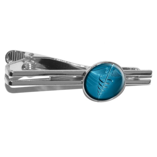 GRAPHICS & MORE Medical Caduceus Symbol - EMT RN MD Round Tie Bar Clip Clasp Tack - Silver