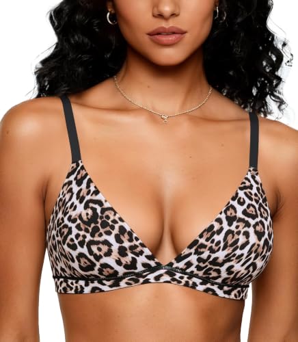 Image of OEAK Women Triangle Unlined Bra Wireless Pull On Plunge Bras