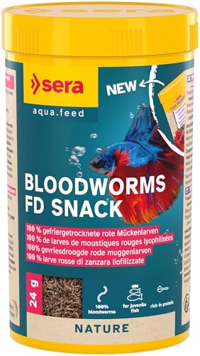 sera bloodworms FD snack 250 ml (24 g) | Il bocconcinoappetitoso composto al 100% da larve rosse di zanzara | eccellente appetibilità