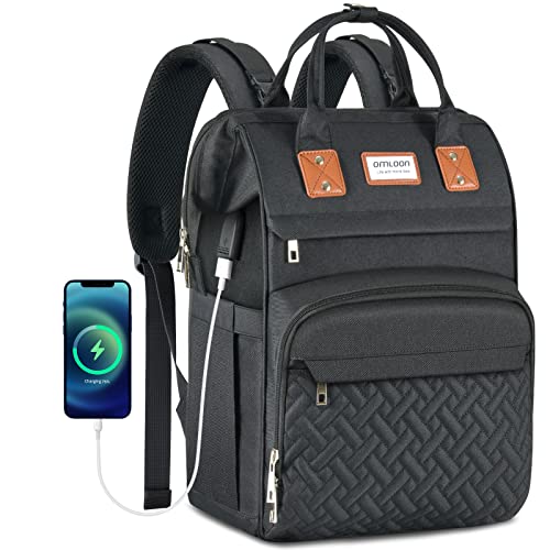 Image of Omloon Diaper Bag Backpack, Large for Travel with USB Charging Port for Moms Dads,Waterproof for Unisex Baby (Black)