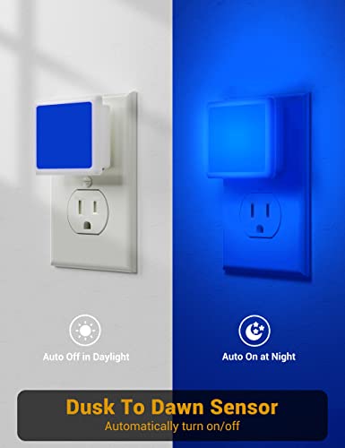 Image of JandCase Blue Night Light, Blue Nightlight[2 Pack],0.3 Watt LED Night Light | Dusk-to-Dawn Light Sensor,Plug in Nitelight for Gaming Room,Bedroom,Corridor,Hallway,Non-dimmable