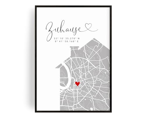 Einzugsgeschenk Wohnung Haus | Einweihungsgeschenk Koordinaten Bild Zuhause Haus | Geschenk Idee für Einweihung Einzug Valentinstag Hausbau Hochzeit Richtfest Jahrestag Umzug | Bilder Wohnzimmer Deko