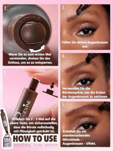2 Stück Brauenbürste Brow Lifting Set, 3D Augenbrauenstift, Schnell Trocknend, Wasserfest, Natürliche und Lang Anhaltende (02#TAUPE)