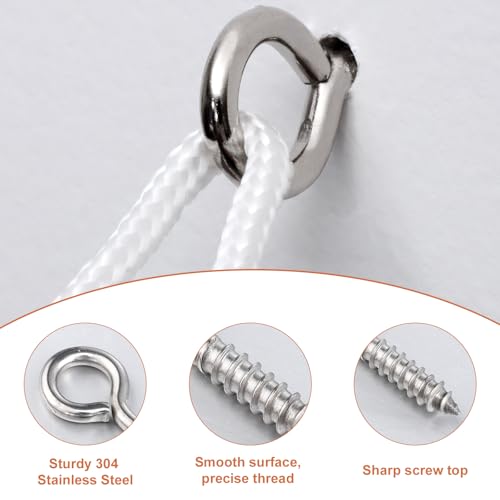 250 Pcs Eye Hook Screws, 304 Stainless Steel Screw Eyes 0.75"-1.75" 9 Size Eyelet Screw Heavy Duty Self Tapping Screws for Wood Picture Frame - Image 4