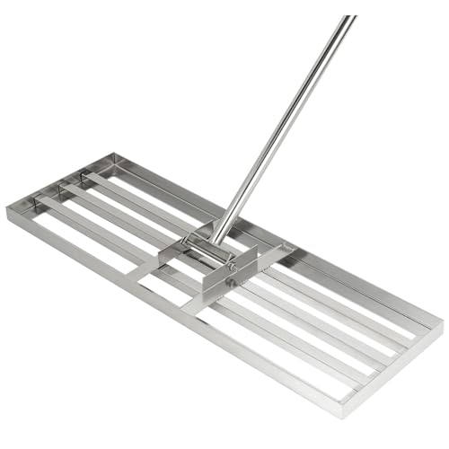BOBVB Lawn Leveling Rake Golf Garden Grass Level, 30'' x 10"(75 * 25cm), 78''/200cm Extra Long Handle, Heavy-Duty Stainless Steel Lawn Leveling Tool for Lawn, Soil, Sand, Ideal for Yard, Garden