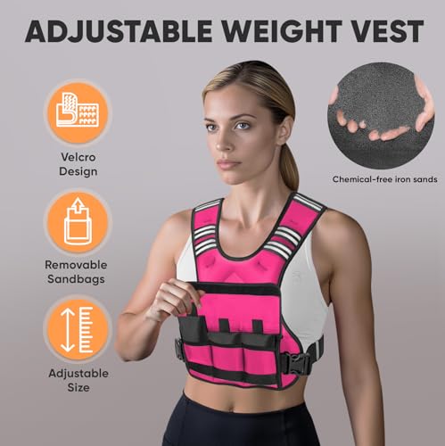 Image of APEXUP Adjustable Weighted Vest, 4-10lb /12-18lb /20-32lb Vest with 6 Ironsand Weights and Large Pocket, Weight Vest for Men Women Strength Training, Running, Walking