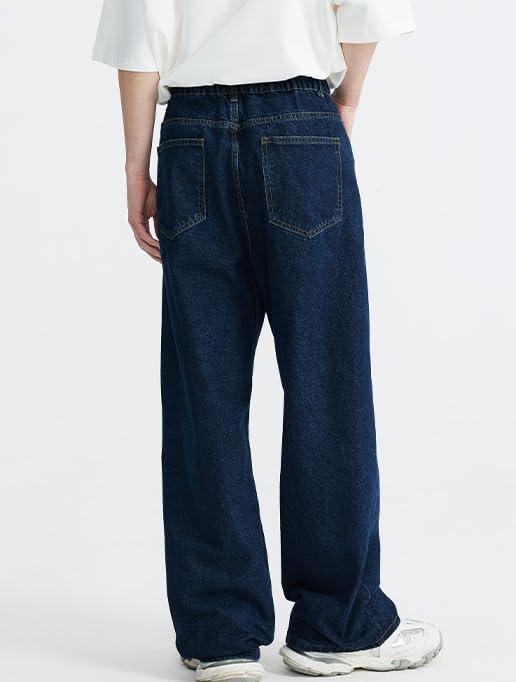 Y2k Baggy Jeans Men Women Loose Fit Hip Hop Jeans Vintage Casual Skater Pants Wide Leg Half Elastic Waist Denim Jeans3