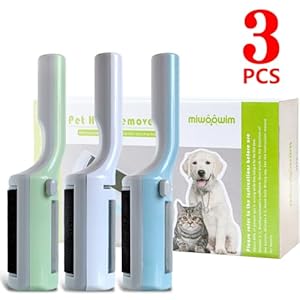 3 Packs Pet Hair Remover Roller Lint Brush and Reusable Lint Roller Dog & Cat Hair Remover for Rug, Furniture, Couch, Car, Carpet, Clothes and Bedding Multi-Surface Fur Removal Tool