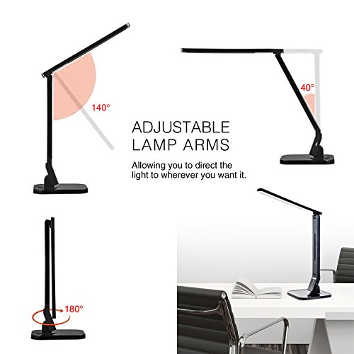 Tenergy 11W Dimmable Desk Lamp With Usb Charging Port, Led Adjustable Lighting For Reading, 5 Brightness Levels 4 Light Colors Table Light #TOP4